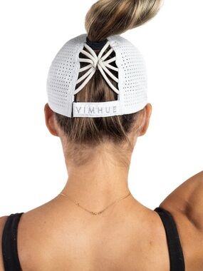 VimHue Sun Goddess Women's Ponytail Athletic Cap Gray UPF 50+ | Size: OS